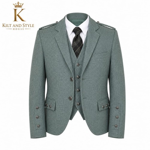 Sage green wool - sage, tweed
