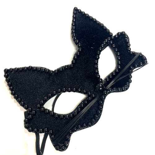 Black cat mask halloween fancy - black,
