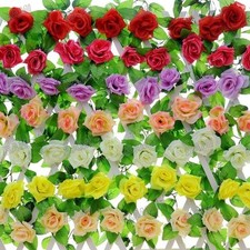 Artificial Trailing Rose Garland Flower Ivy Vine Fern Floral Leaf Wedding Party 