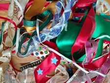Mixed Bundle Multicoloured Christmas & Fancy Ribbon Offcuts Roll Ends Remnants 