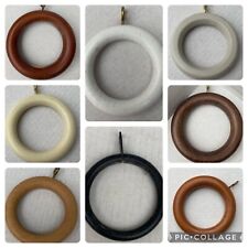 6 x Wooden Metal curtain rings, Curtain Pole fittings