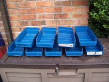 Job Lot Of Blue Hard Plastic  - Euro Car Parts - Tote Bins x 9 - Workshop 