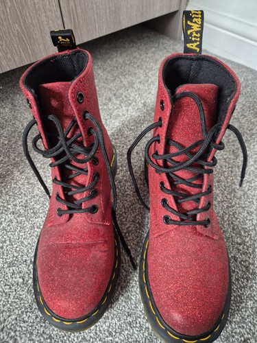 Red glitter martens - red, size
