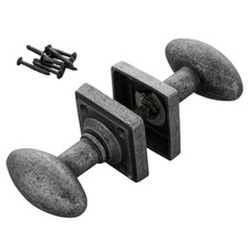 Oval Pewter Mortice Door Knobs Set on Cube Rose Heavy Pewter Door Handles