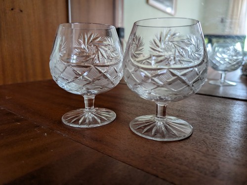 Vintage crystal glass etched - vintage,