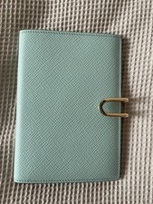 Smythson Brand New Passport Cover in Panama Leather with Slide Fastener in Blue