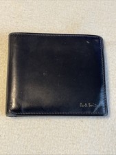 Paul Smith Signature Stripe Black Leather Bifold Wallet Cardholder.