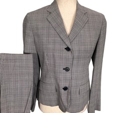 Lauren Ralph Lauren Pantsuit Women 4P Navy Houndstooth Prince Edward Plaid Wool