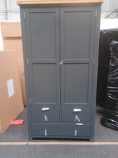 Free Standing Oak Kitchen Larder Unit Blue Painted Storage Wine Pantry Cupboard