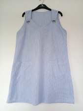 BNWOT Ladies Overall/Pinafore/Apron Dress in Blue & White Striped Design, Size L