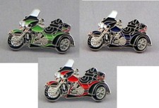 Trike pin badges. Red Green or
