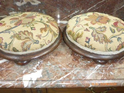 Antique oak round footstools - antique,