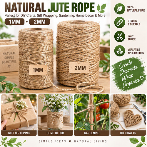1mm 2mm natural jute twine - natural,