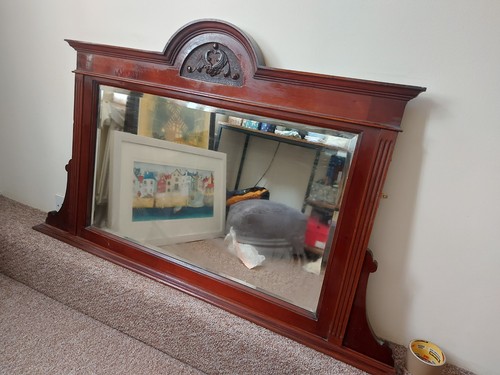 Mirror overmantel - overmantel,