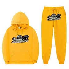 Men's tracksuit set with hoodie and sweatpants. Winter fleece casual.