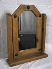CORONA MEXICAN PINE SHIELD SHAPED FREE STANDING DRESSING TABLE MIRROR