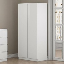 Modern Bedroom Furniture 2 Door Soft Close Matt White Double Wardrobe Robe