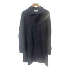 Reiss Mens Overcoat Navy Blue Button Mid Length Jacket Coat Smart Casual Size L