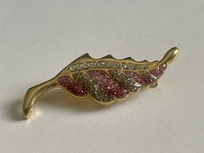 Swirl Leaf Brooch Vtg Large