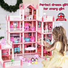 Xmas Toys Gift Kid Doll House 4 Storey 11 Rooms With Furniture Mansion Playhouse