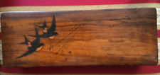 Vintage Wooden Sorrento Ware Box with Painted Etched Swallows