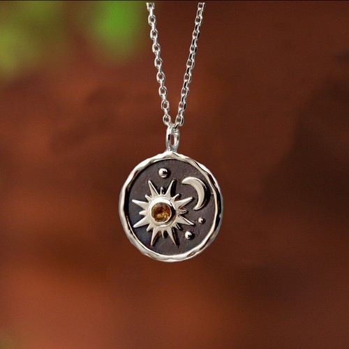 Sun moon pendant necklace 925 - sun,