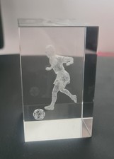 Crystal Clear Glass Football Player Paperweight