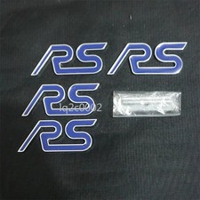 Silver Chrome Blue RS Metal Grille Emblem + 3x Badge Sticker Decal Turbo Edition