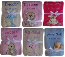 Baby Blanket Pram Blanket Playmat Embroidered with Name Personalised Birth