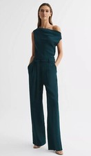 REISS MAPLE OFF-THE-SHOULDER JUMPSUIT in TEAL
