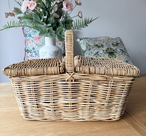 Vintage french wicker hamper - vintage,