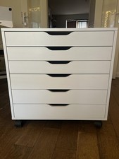 IKEA ALEX 6 Drawer Chest Storage Unit on Castors White H67cm