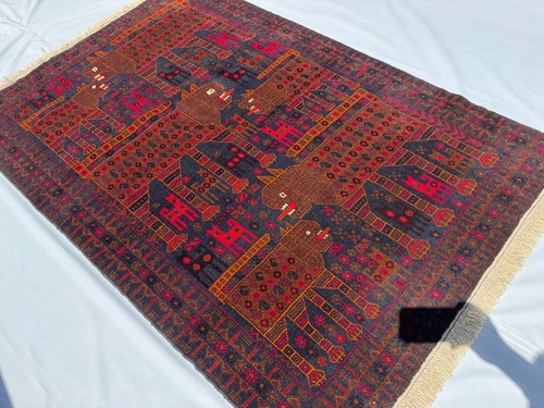Hand knotted afghan pictorial - hand,
