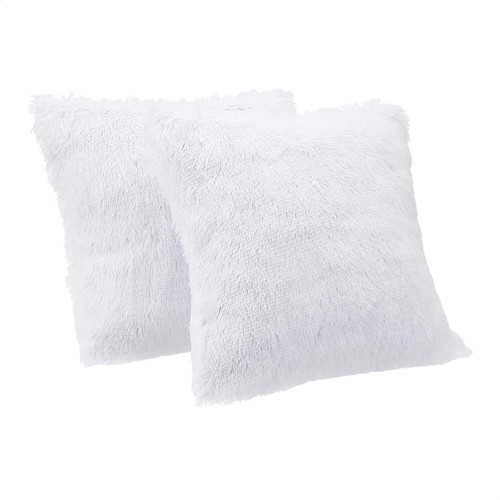 White faux fur - faux, cushion