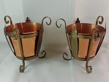 Vintage Indoor Plant Pot Holders 50s 60s Copper & Brass