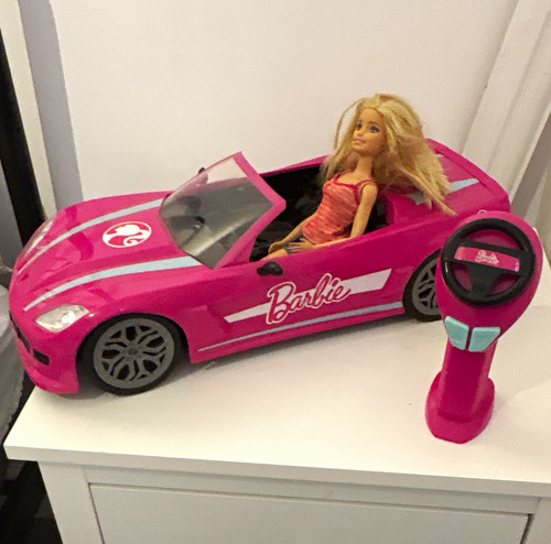 Barbie pink convertible car - barbie,
