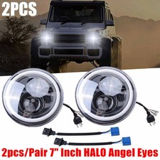 PAIR 7" HALO ANGEL EYES LED HALO HEADLIGHTS FOR LAND ROVER DEFENDER 90 110