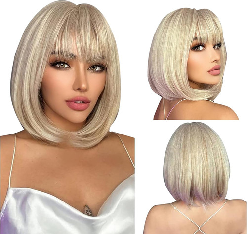 Platinum blonde bob wig - platinum, with