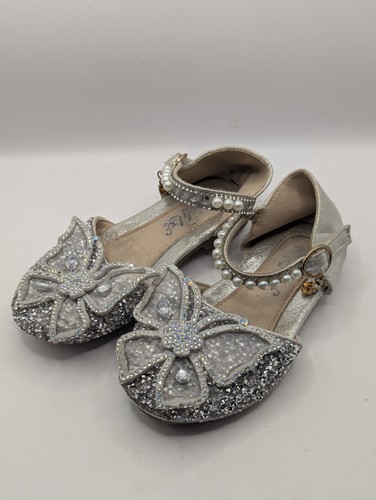 Girls silver beaded butterfly - girls,