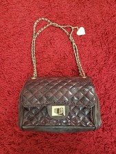 Marc B London Brown Handbag Animal Print Lining Gold ChainStrap 