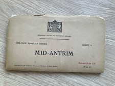 VINTAGE 1939 LINEN BACKED ORDNANCE SURVEY NORTHERN IRELAND  MAP MID ANTRIM