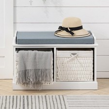 Wooden Shoe Bench Wicker