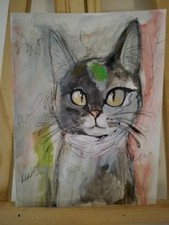 Cat painting Vintage style