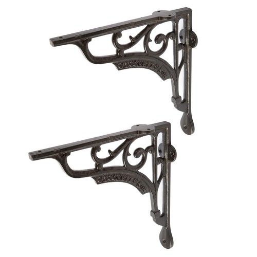 Ornate iron shelf bracket - 2x,
