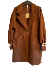 Womens Italian Wool Blend Stylish Fitted Coat - In Chocolate Brown