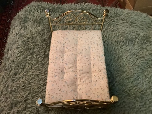 Dolls house brass look bed - house,