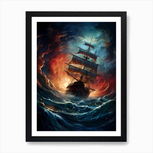 Ship the storm art print - ship,