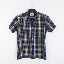 Brutus Trimfit Men's Size Medium Navy Check Mod Skinhead Short Sleeve Shirt