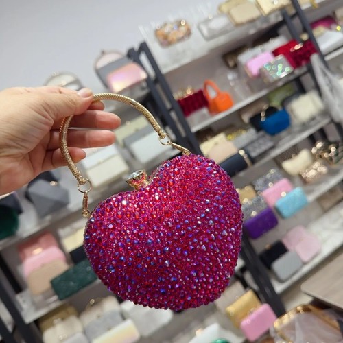 Heart crystal clutch - crystal,