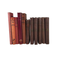 Lot 11 Antique Hardback Books Bundle Red Props Display Decor Shakespeare